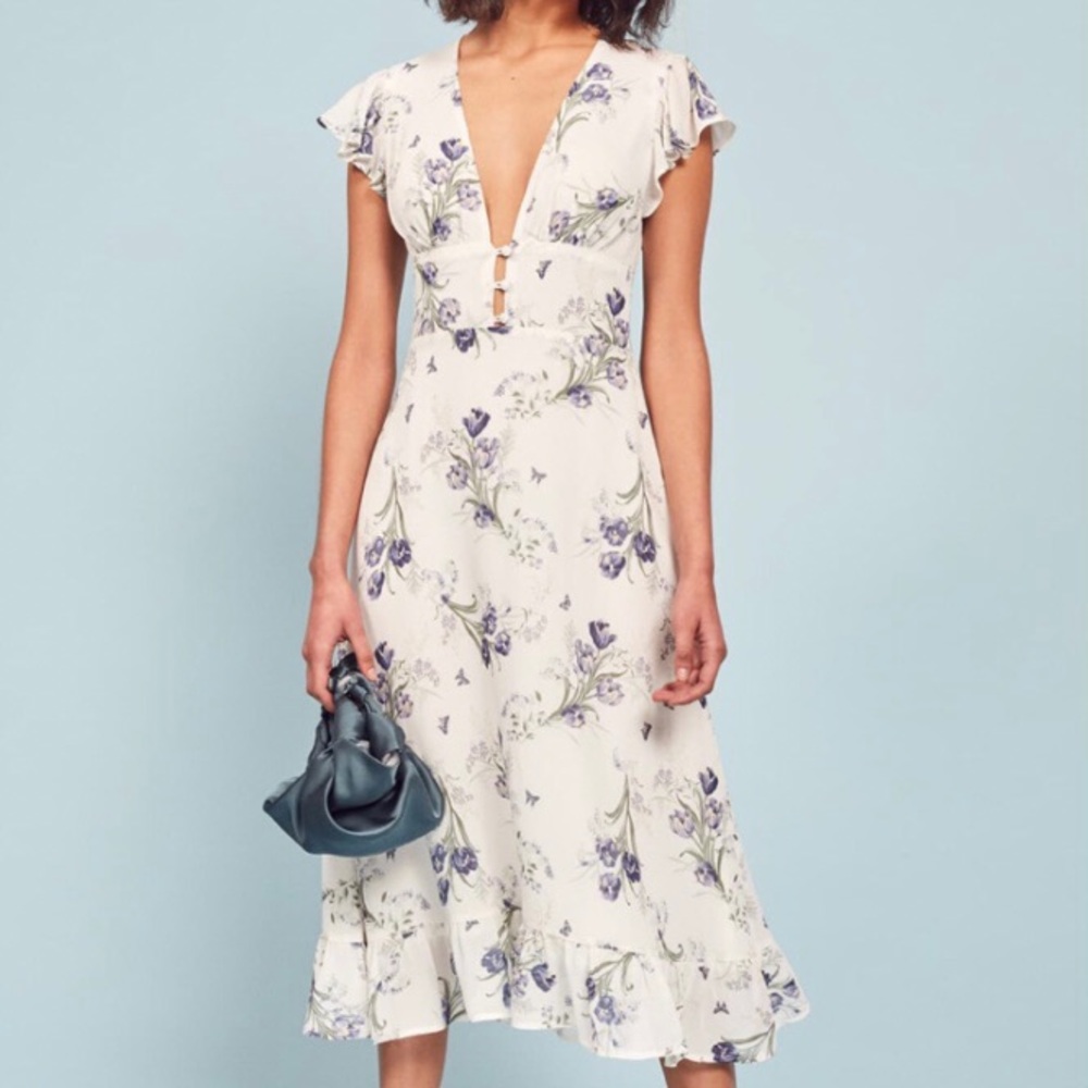 Reformation Riegan Midi Dress Delilah Floral 2 - Picture 2 of 11